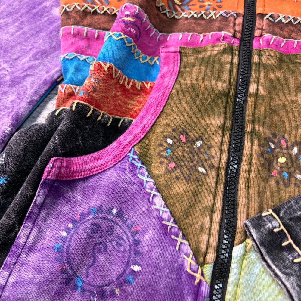 Patchwork Multicolor Embroidered Zip Up Hoodie - image 2